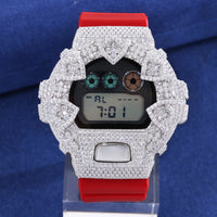 Moissanite Shield Pattern Iced Out Bezel Case Compatible with DW6900 Series CMW0041