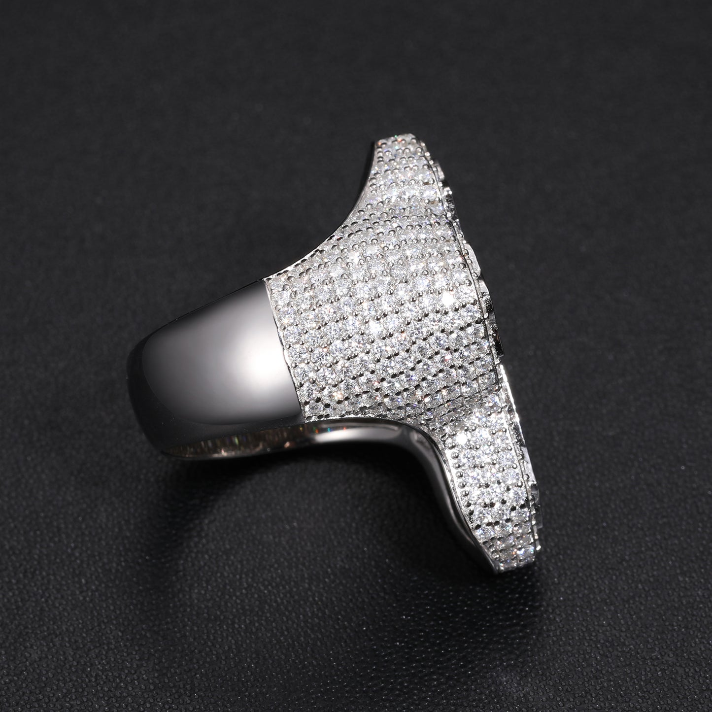 925 Silver Moissanite Baguette Cross Statement Ring for Men TQR0078