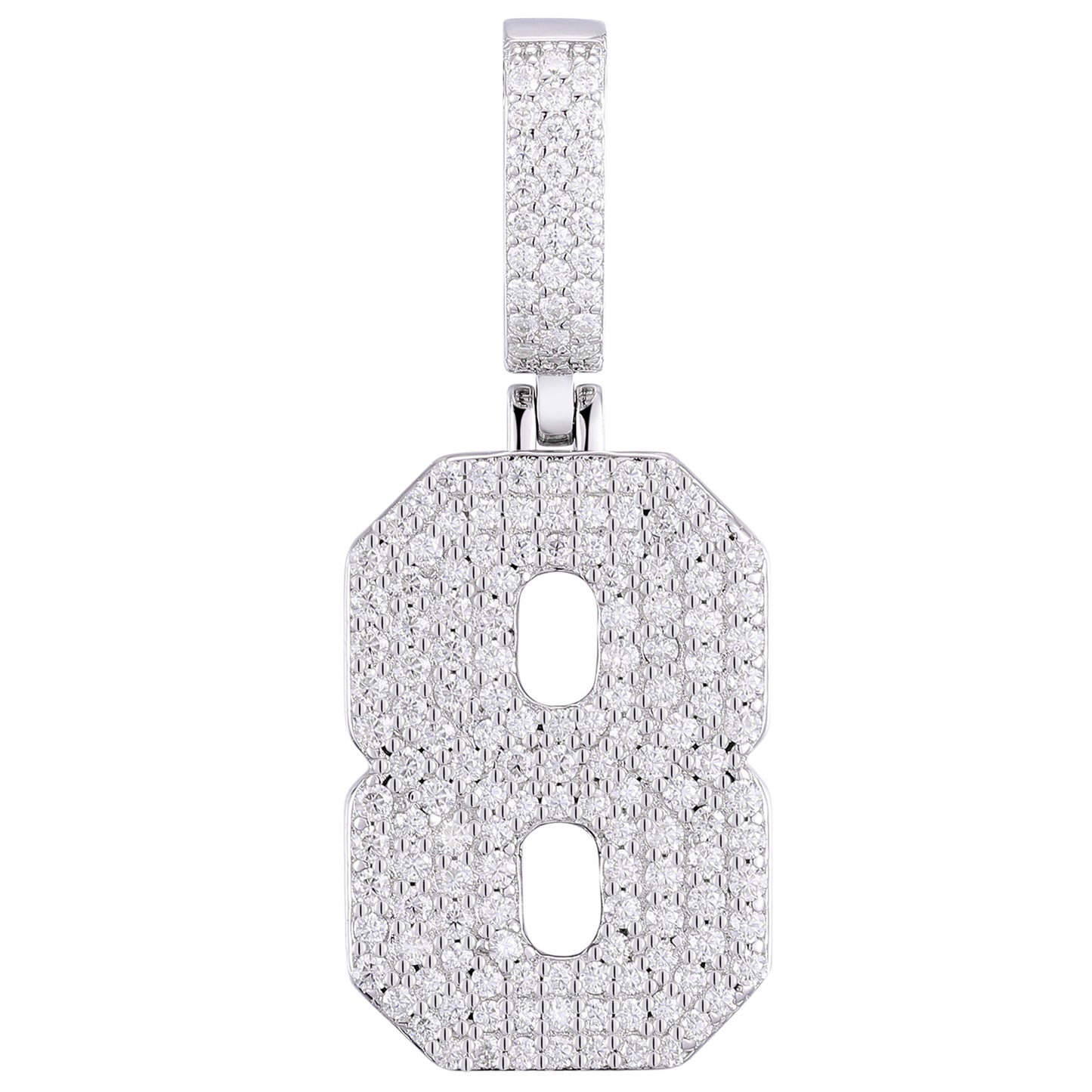 925 Silver Moissanite Iced Out Number Pendant TQP0170