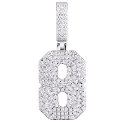 925 Silver Moissanite Iced Out Number Pendant TQP0170