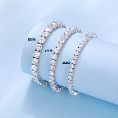 925 Silver Moissanite Gold Finish Tennis Bracelet 3mm 4mm 5mm TQB0304