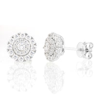 925 Silver Moissanite Rosette Halo Stud Earrings TQE0564
