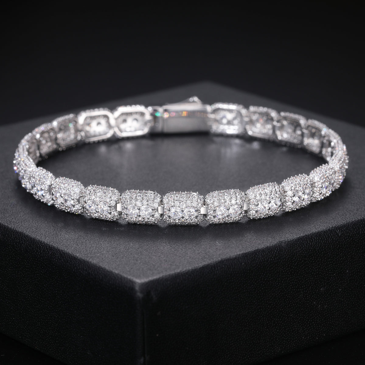 925 Silver Moissanite Cushion Link Tennis Bracelet TQB0239