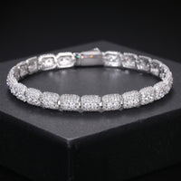 925 Silver Moissanite Cushion Link Tennis Bracelet TQB0239