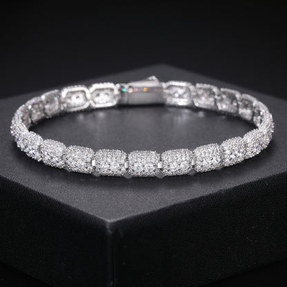 925 Silver Moissanite Cushion Link Tennis Bracelet TQB0239