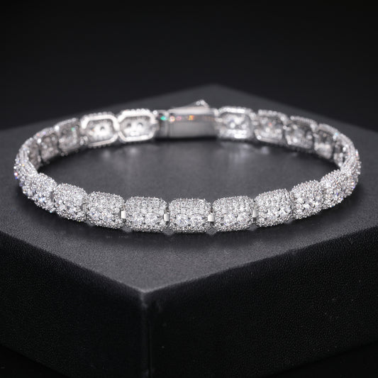 925 Silver Moissanite Cushion Link Tennis Bracelet TQB0239