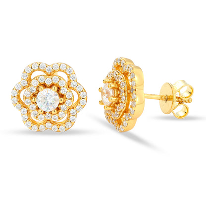 925 Silver Moissanite Layered Petal Halo Stud Earrings TQE0558