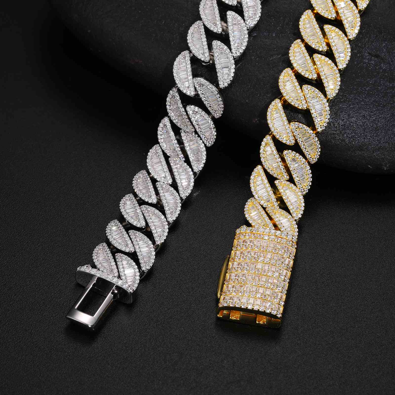 15mm Baguette Cuban Link Chain