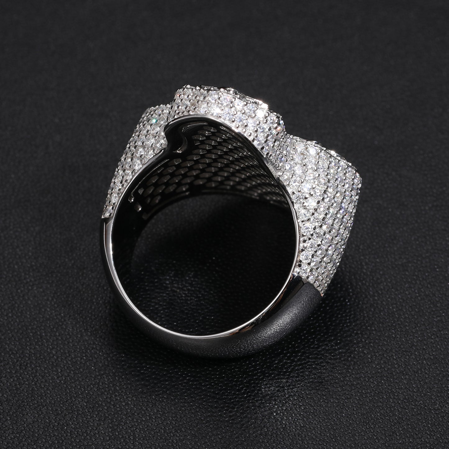 925 Silver Moissanite Baguette Cross Statement Ring for Men TQR0078