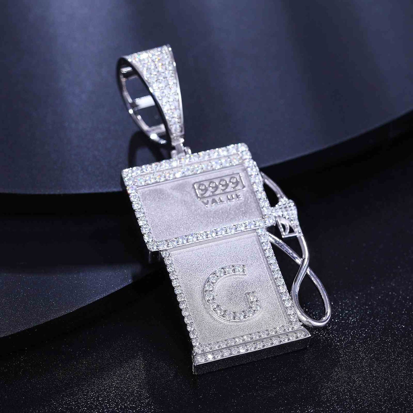 （In stock）Mens 925 Silver Moissanite G Letter Pendant TQP0001