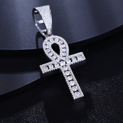 925 Silver Moissanite Egyptian Ankh Pendant TQP0269