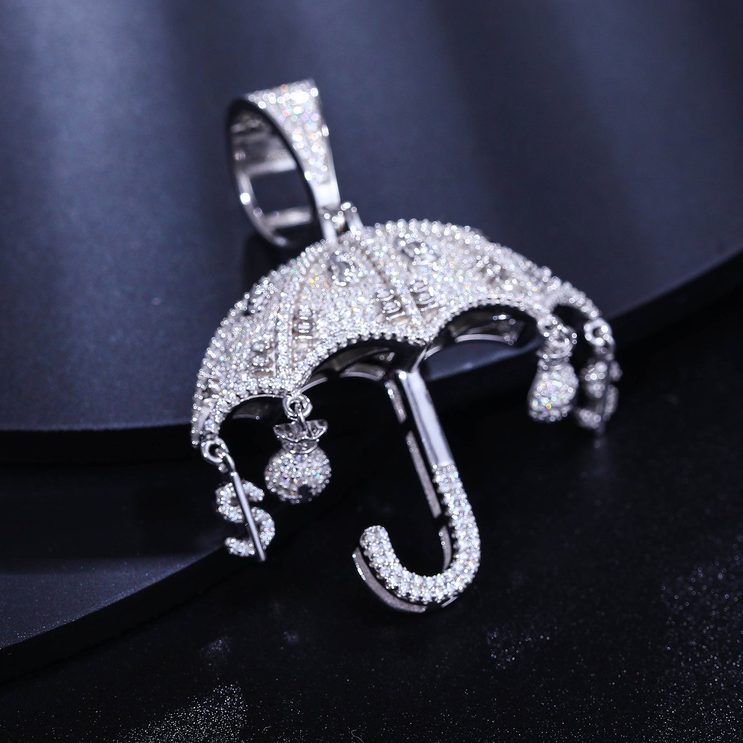 925 Silver Moissanite Umbrella Charm Pendant TQP0261