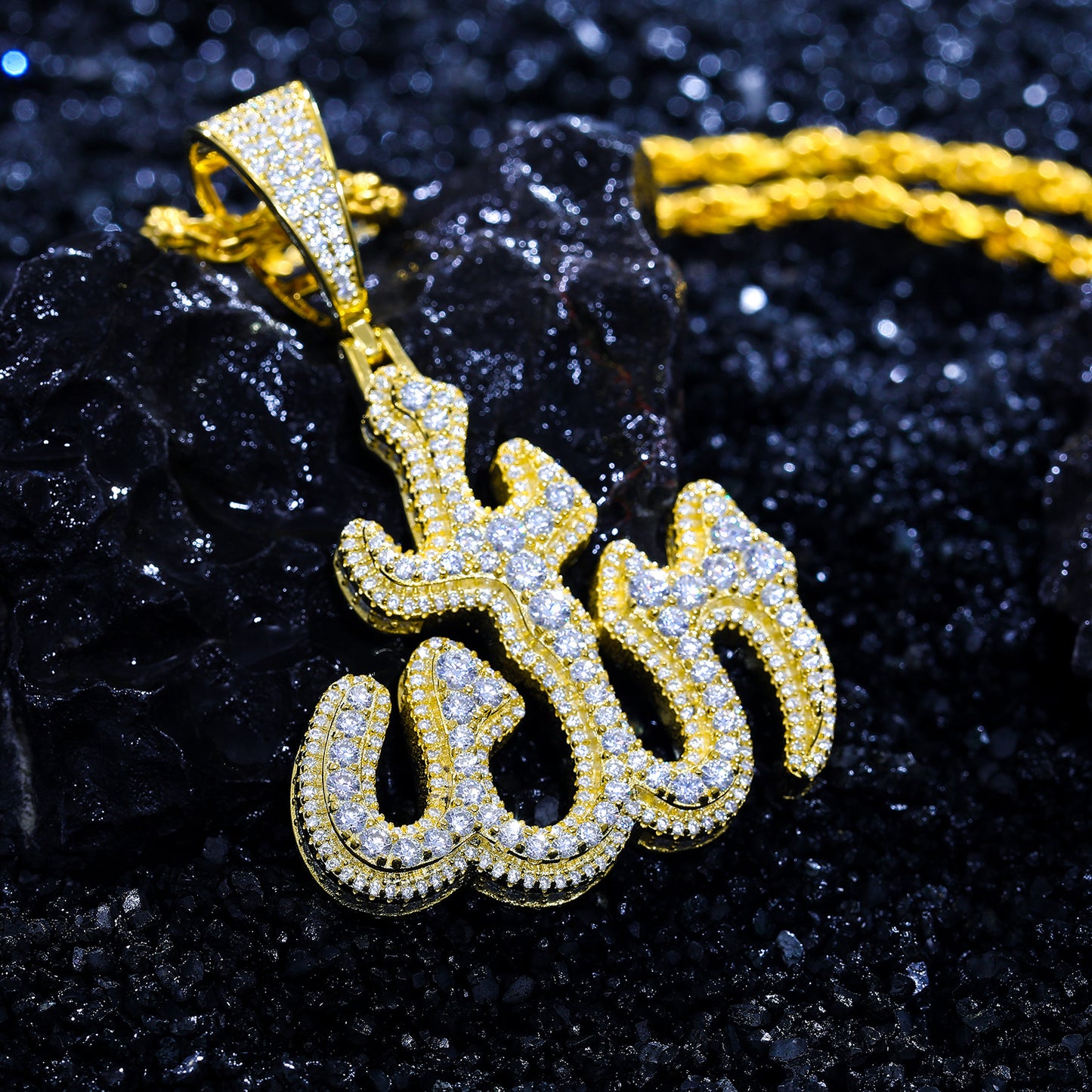 925 Silver Moissanite Arabic Script Sword Pendant TQP0276