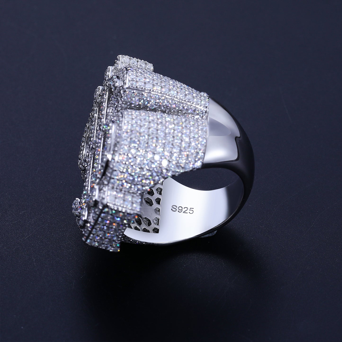 925 Silver Moissanite Dollar Sign Statement Ring for Men TQR0066