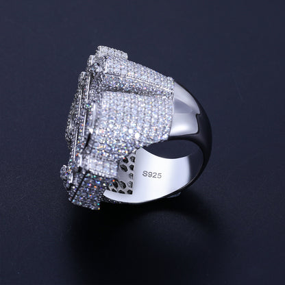 925 Silver Moissanite Dollar Sign Statement Ring for Men TQR0066