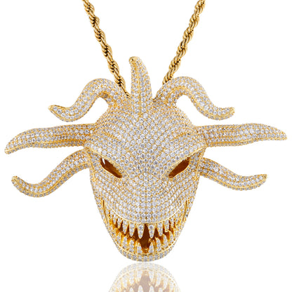 925 Silver Moissanite Oversized Monster Mask Pendant TQP0888