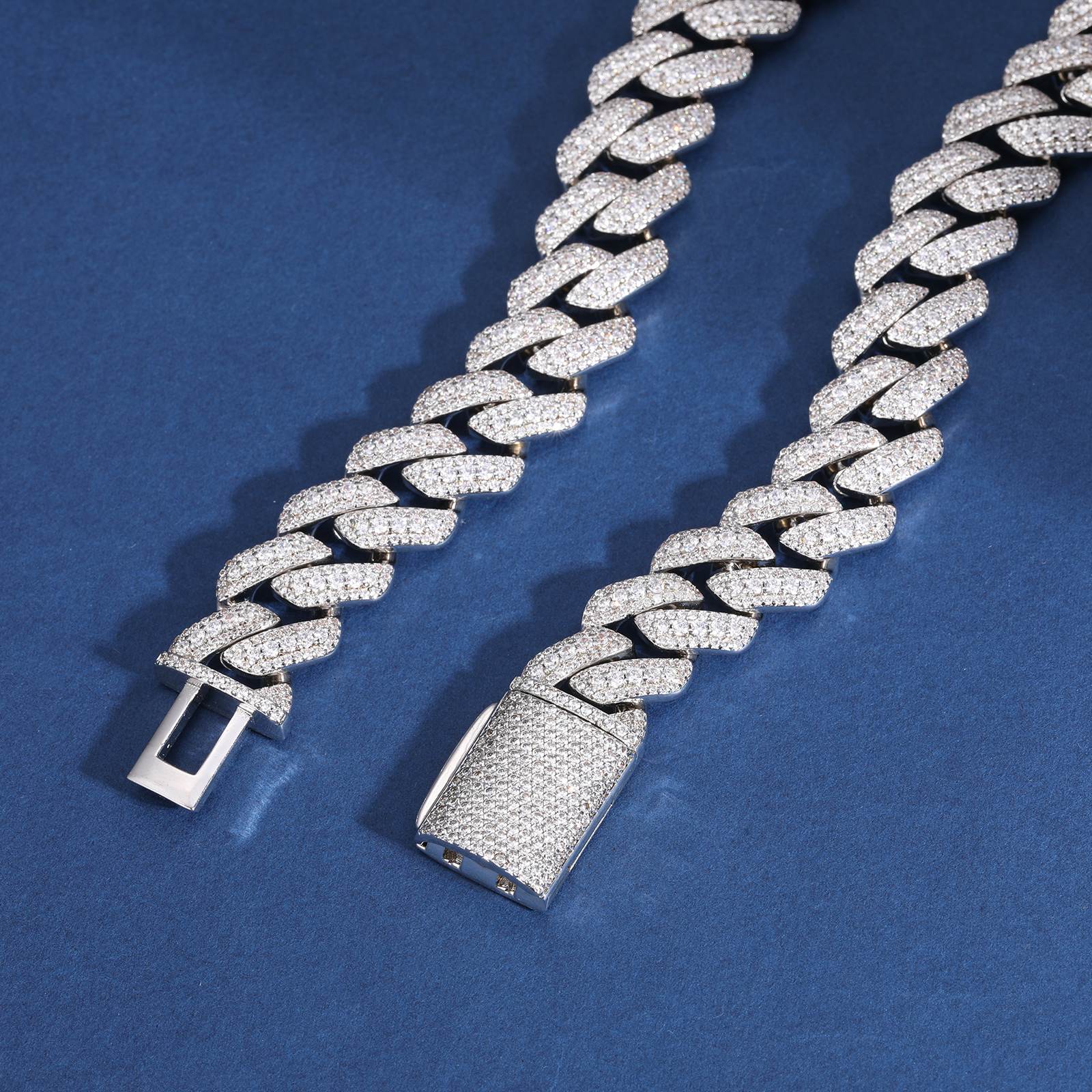 15mm Micro 3 Rows Moisanite Cuban Link Chain - TUHE Jewelry