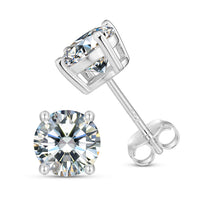 925 Silver Moissanite Four Prong Round Solitaire Stud Earrings TQE0075