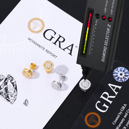 925 Silver Moissanite Cushion Halo Cluster Stud Earrings TQE0607