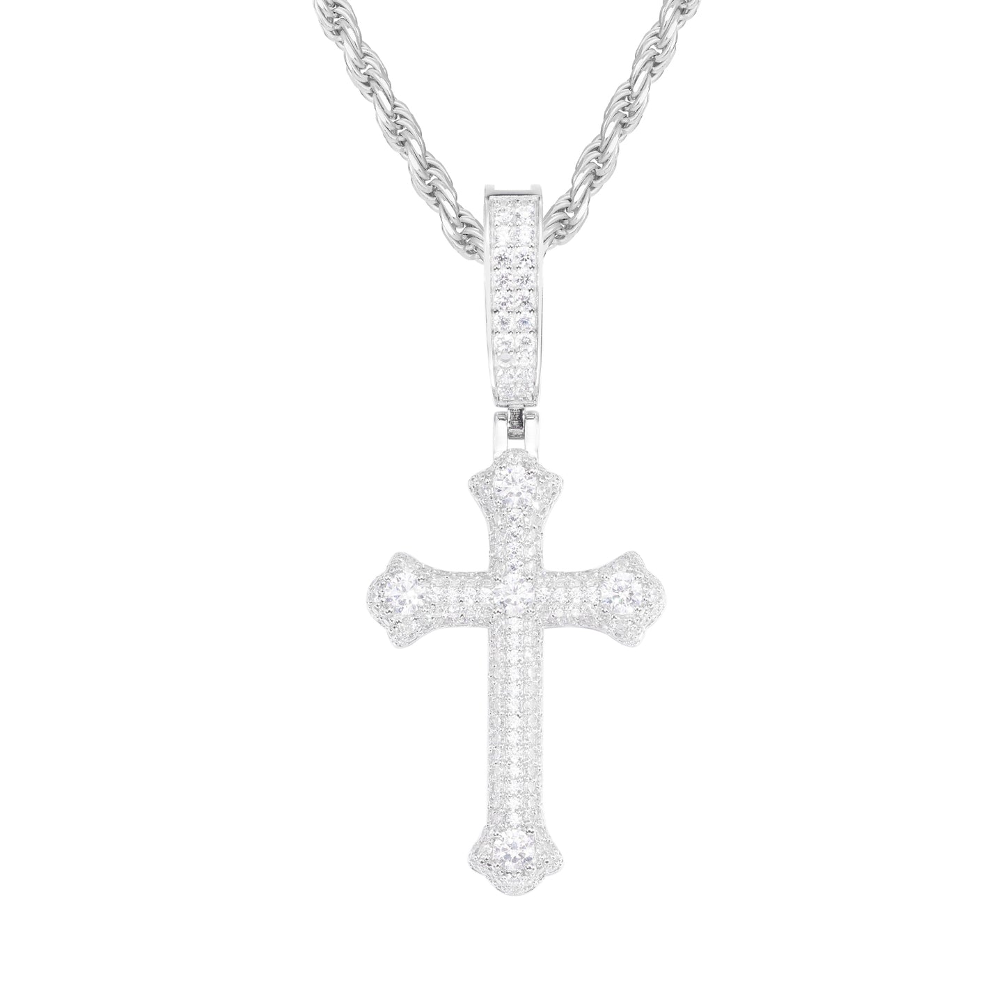 925 Silver Moissanite Bone Cross Pendant TQP0439