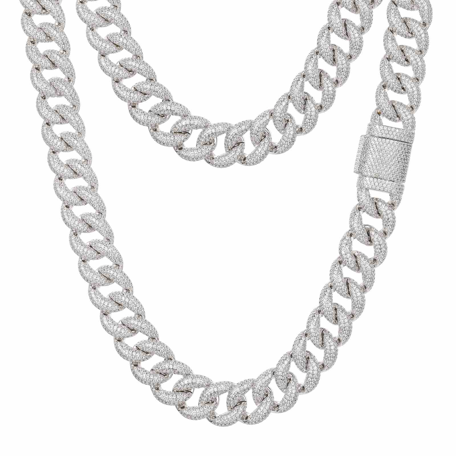 16mm 2 Rows Cuban Link Chain Necklace