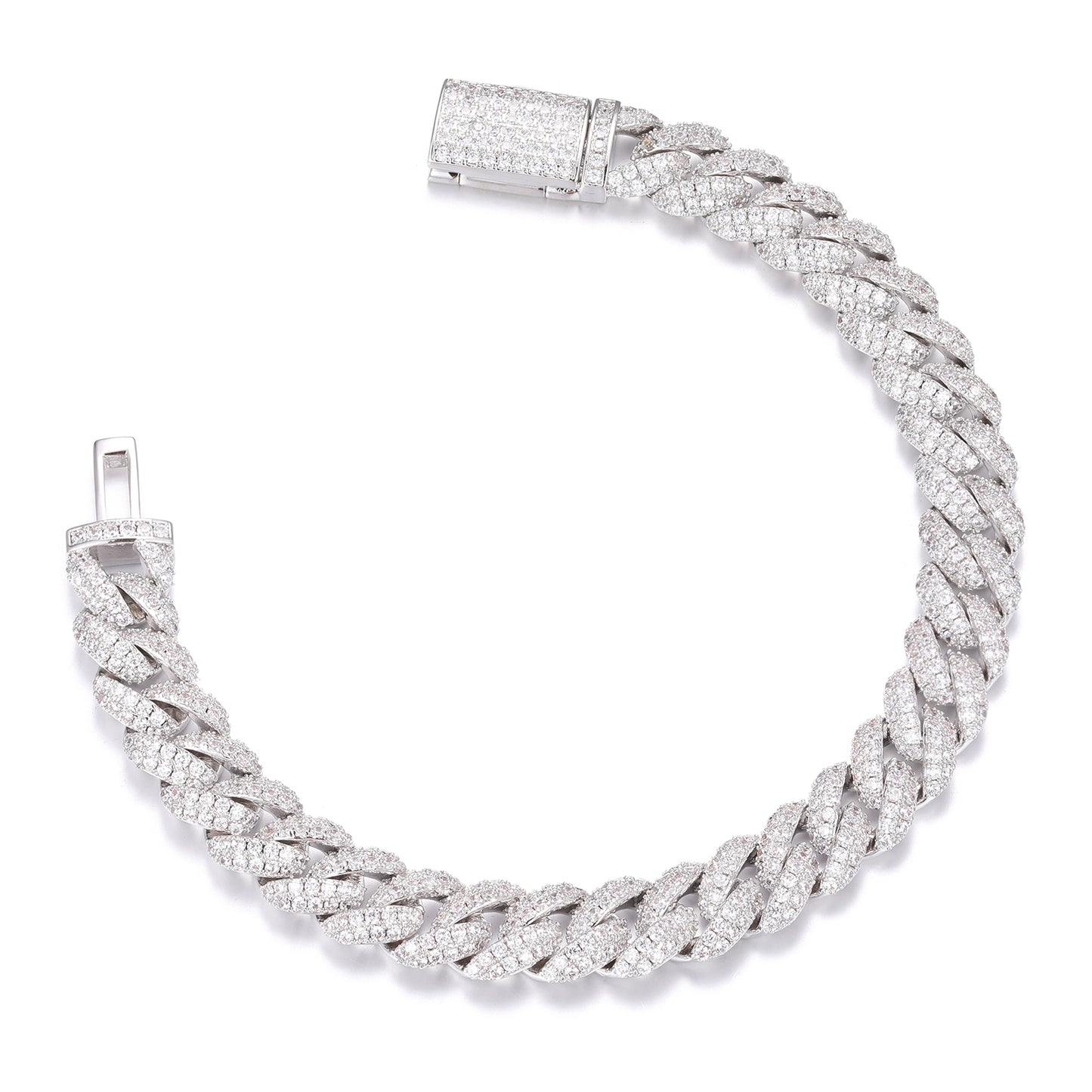 925 Silver Moissanite 10mm Iced Out Cuban Link Bracelet for Men TQB0030