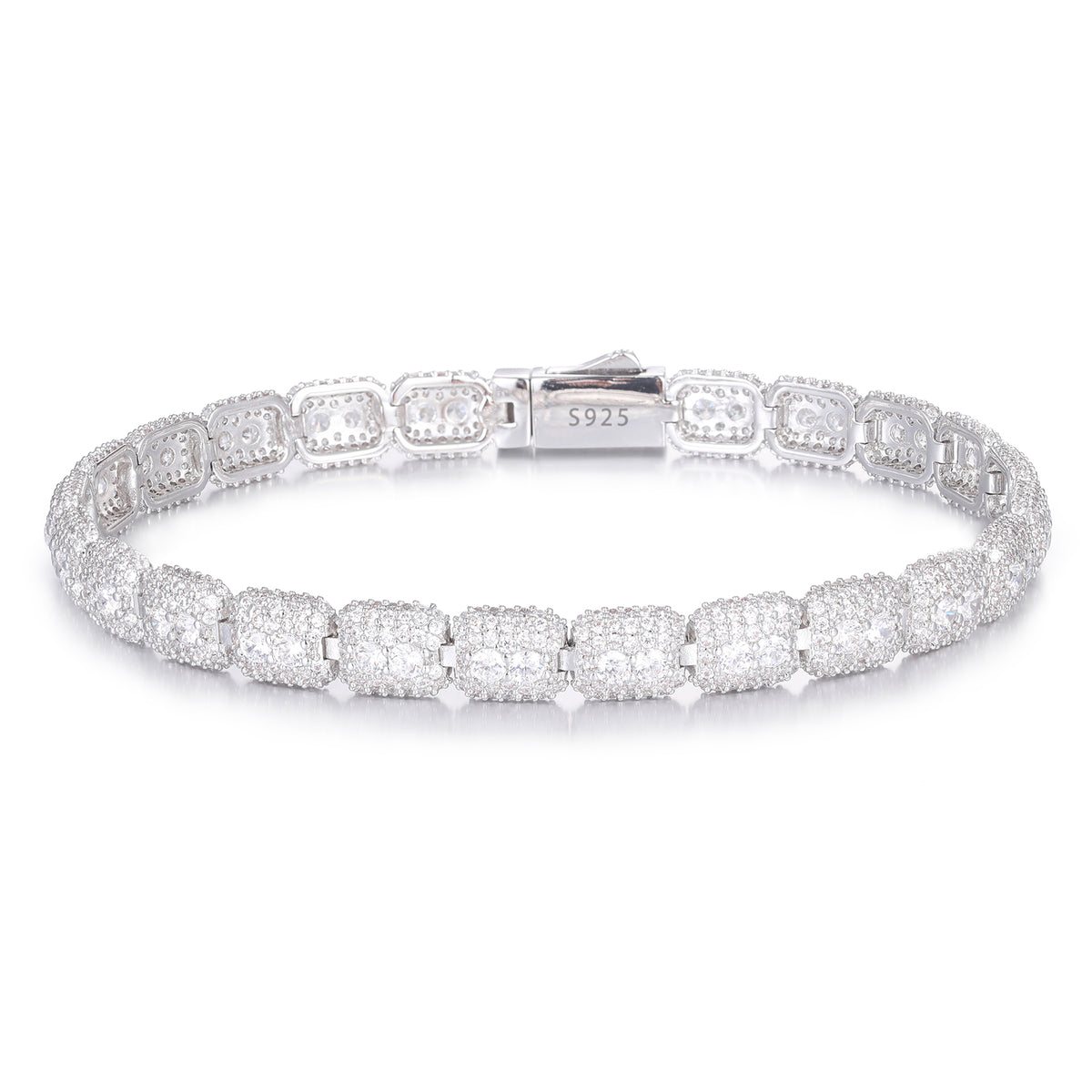 925 Silver Moissanite Cushion Link Tennis Bracelet TQB0239
