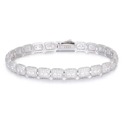 925 Silver Moissanite Cushion Link Tennis Bracelet TQB0239