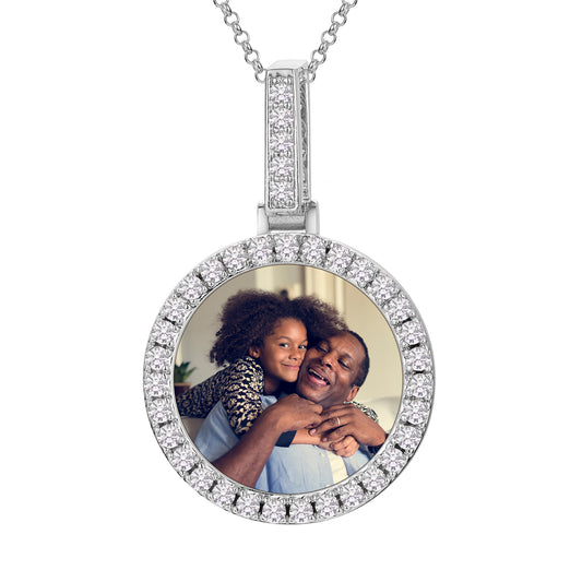 Mens 925 Silver Moissanite Custom Photo Pendant TQP0097