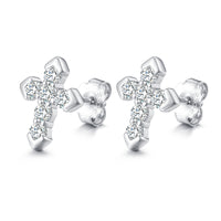 925 Silver Moissanite Five Stone Cross Cluster Stud Earrings TQE0085