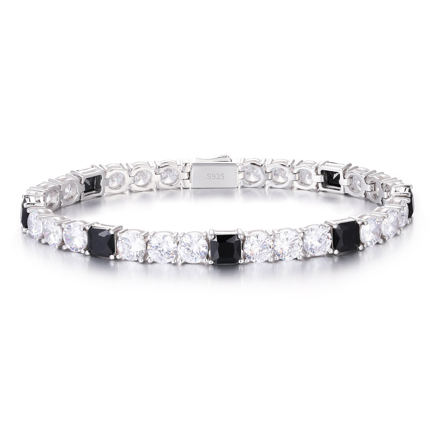 925 Silver Moissanite Black Accent Tennis Bracelet TQB0158