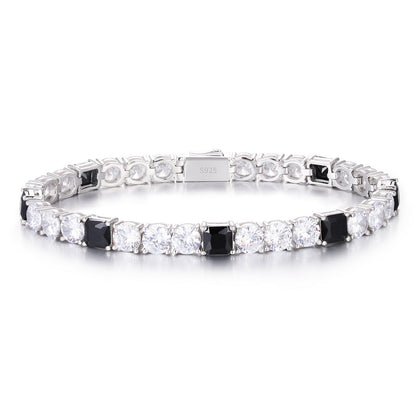 925 Silver Moissanite Black Accent Tennis Bracelet TQB0158
