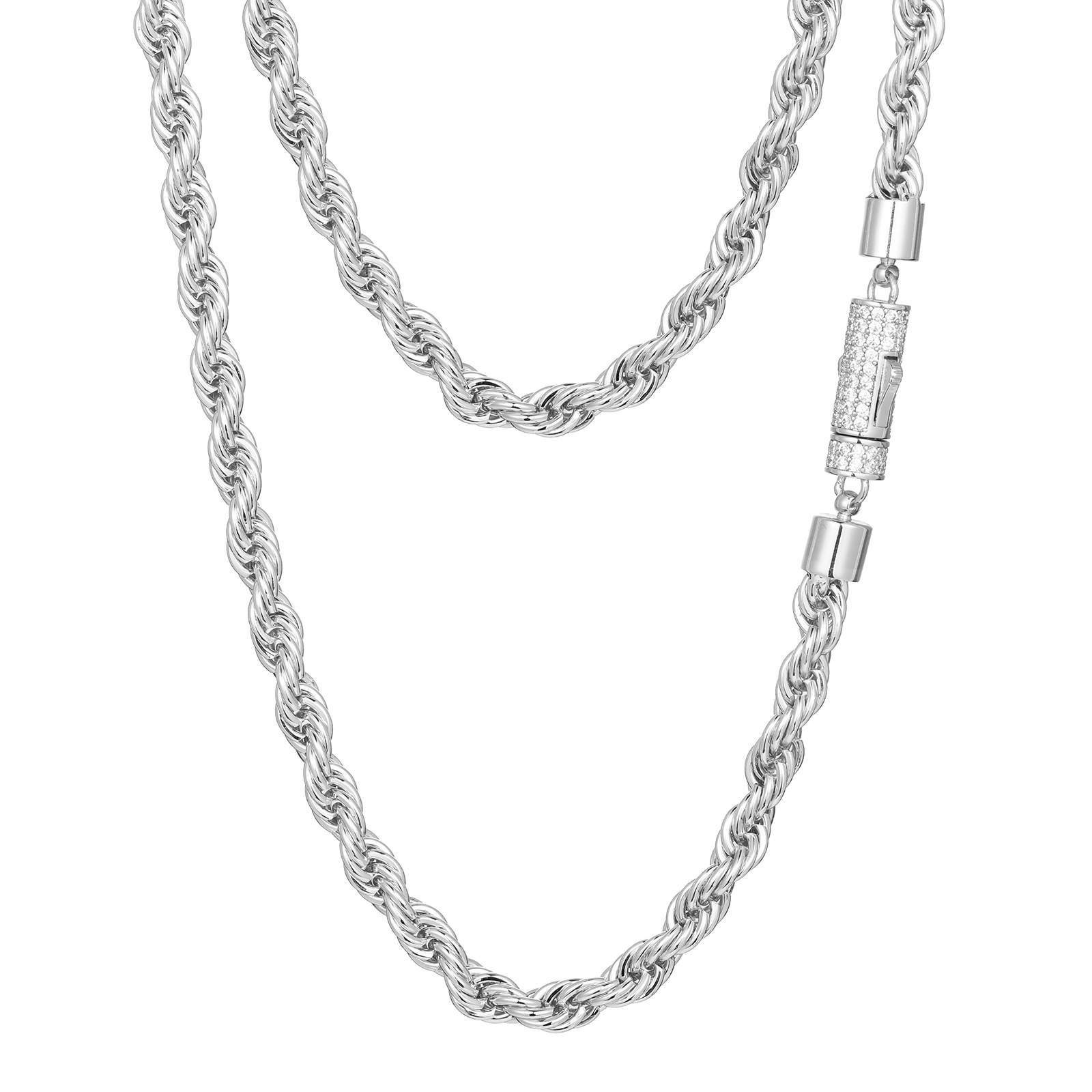 6mm S925 Moissanite Clasp Rope Chain - TUHE Jewelry