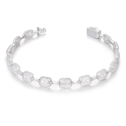 925 Silver Moissanite Gold Finish Cushion Station Bracelet TQB0143