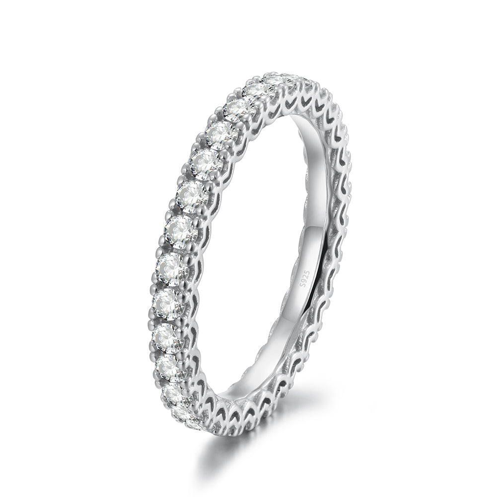 925 Silver Moissanite Eternity Band Ring TQR0001