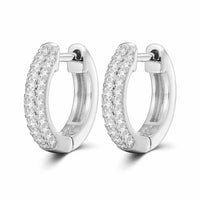 925 Silver Moissanite Double Row Pave Huggie Hoop Earrings TQE0038