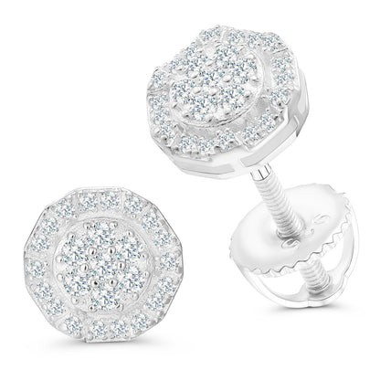 925 Silver Moissanite Octagonal Medallion Cluster Stud Earrings TQE0156