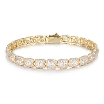 925 Silver Moissanite Cushion Link Tennis Bracelet TQB0239