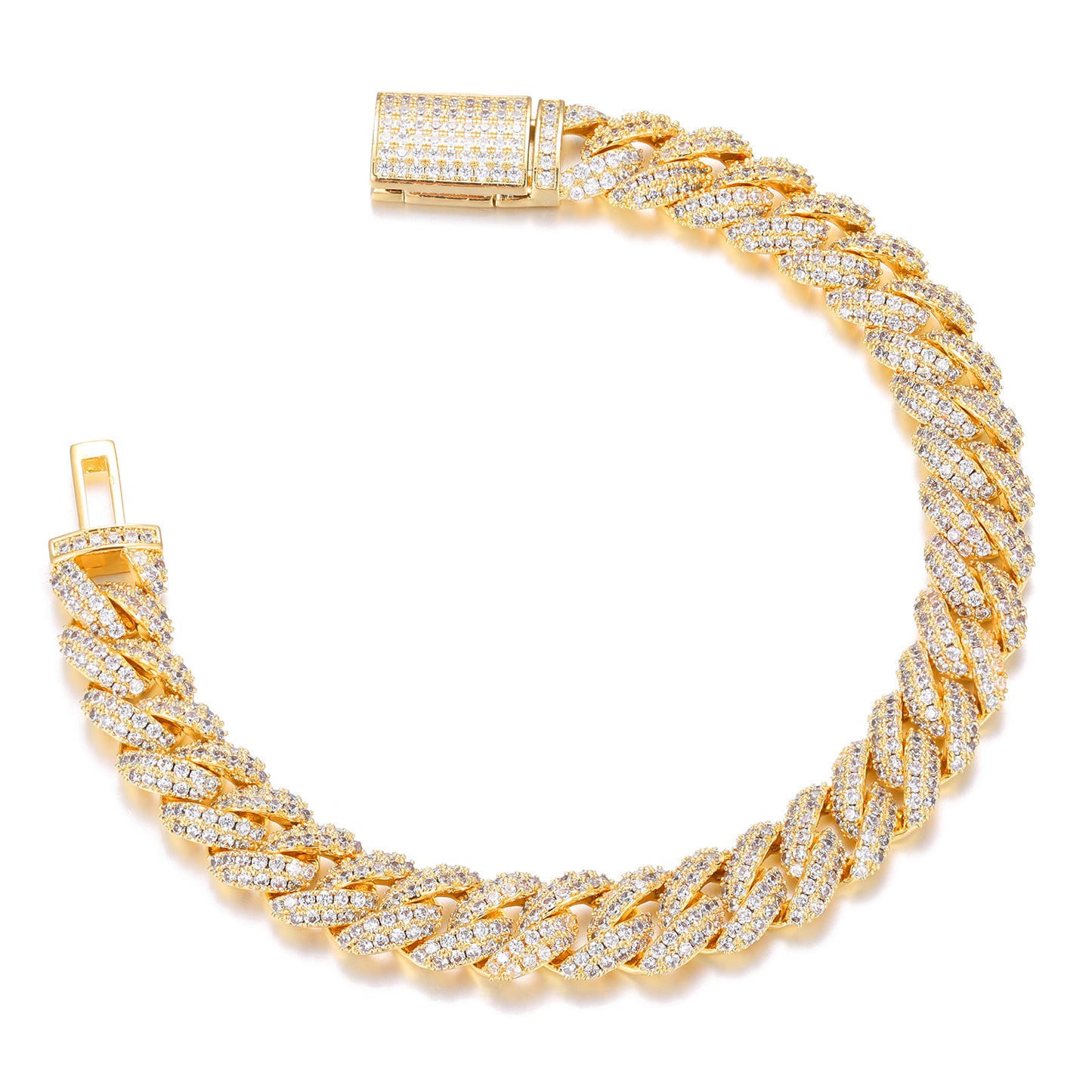 925 Silver Moissanite 10mm Iced Out Cuban Link Bracelet for Men TQB0030