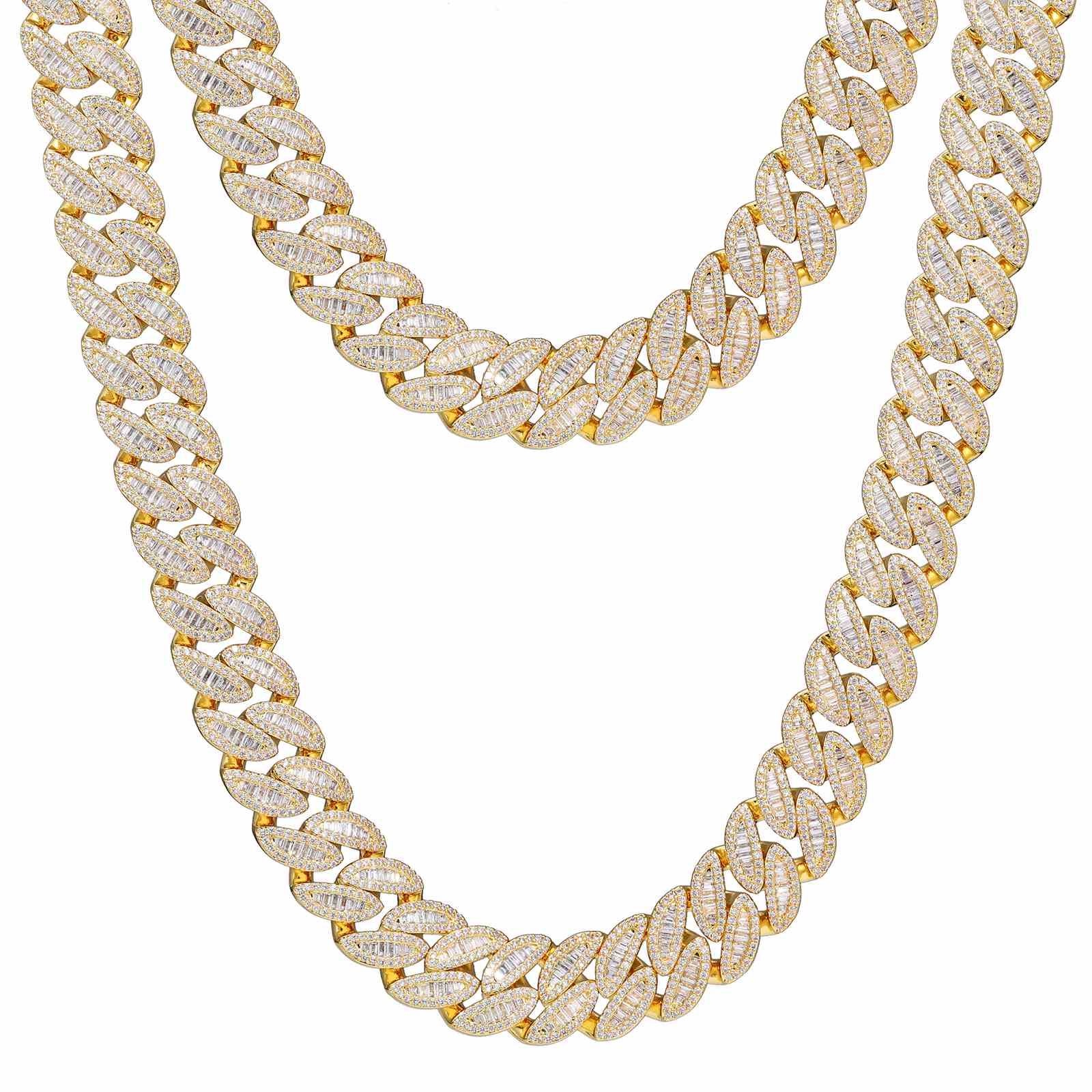 20mm Baguette leaf Cuban Link Chain