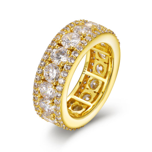 925 Silver Moissanite Round Cut Halo Band Ring TQR0044