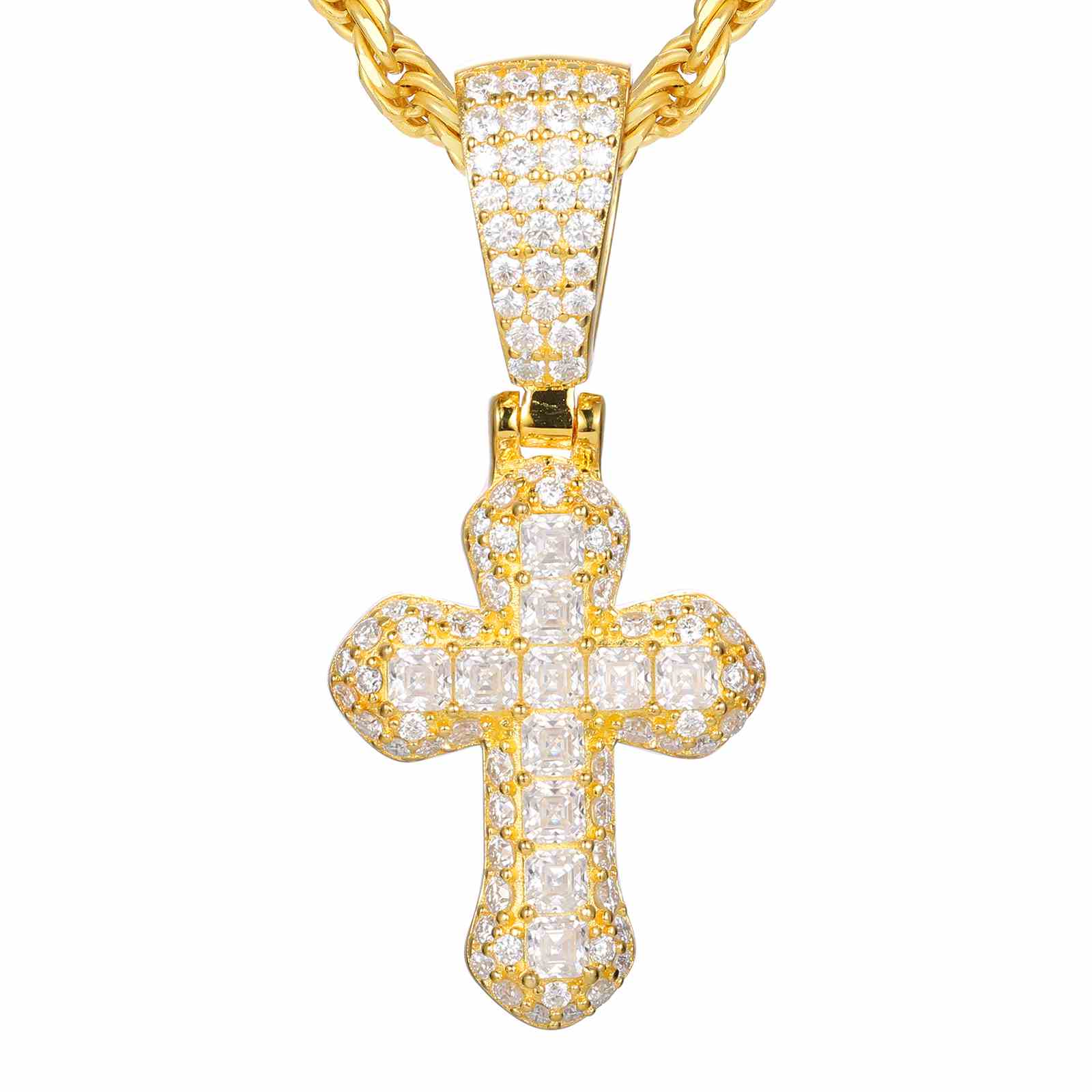 Micro Asscher Cut Cross Pendant