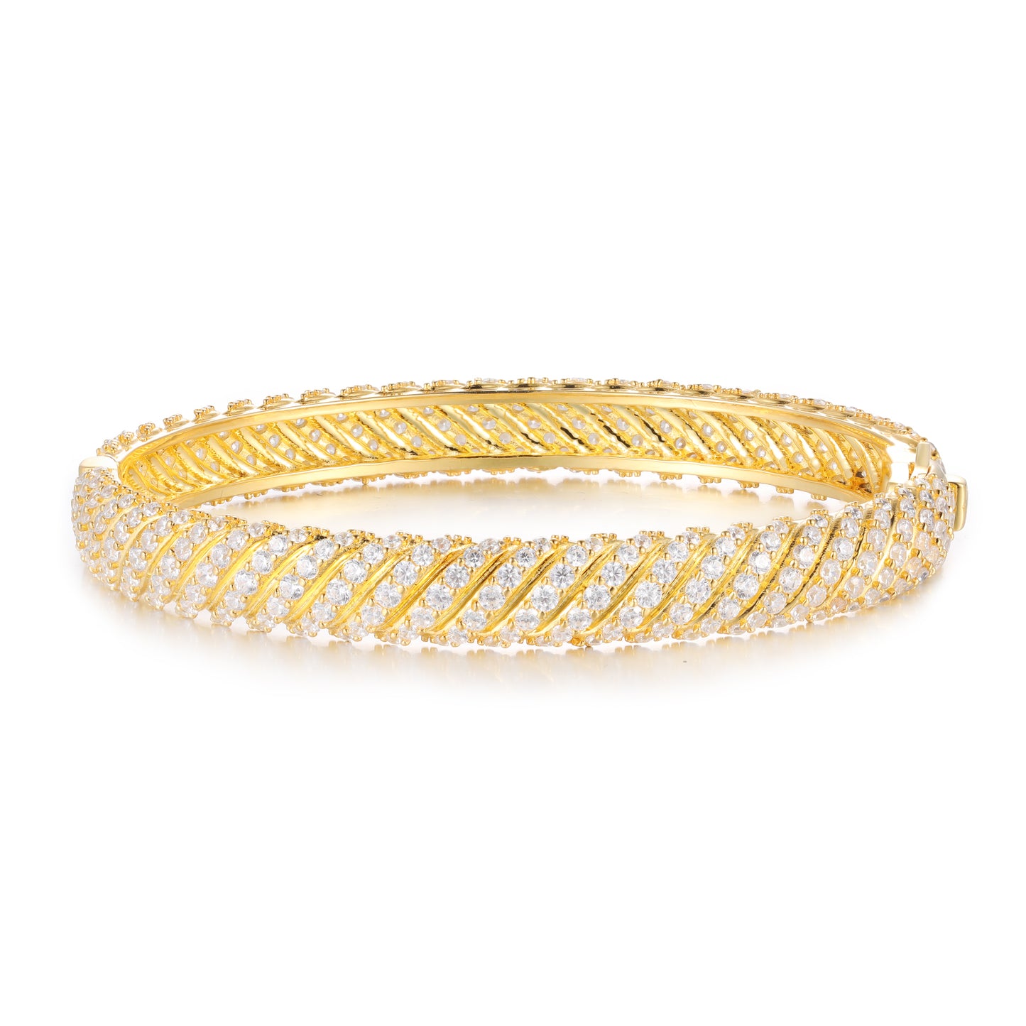 925 Silver Moissanite Diagonal Pave Bangle Bracelet TQB013