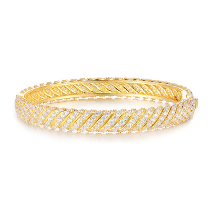 925 Silver Moissanite Diagonal Pave Bangle Bracelet TQB013