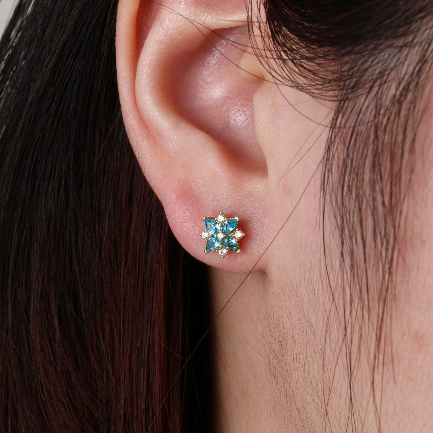 925 Silver Moissanite Floral Star Cluster Stud Earrings TQE0562