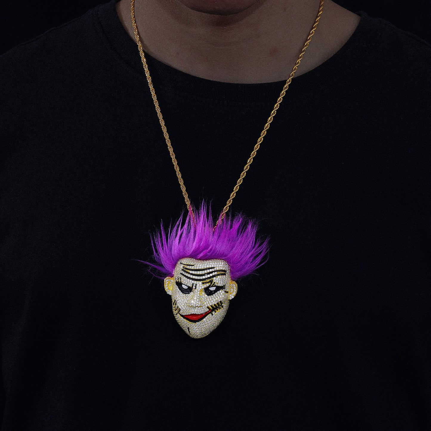 925 Silver Moissanite Purple Hair Clown Pendant TQP0266
