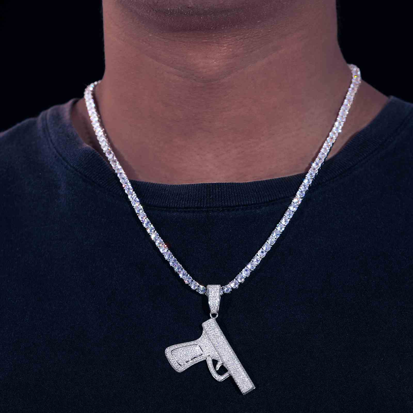 Iced Out Pistol Pendant