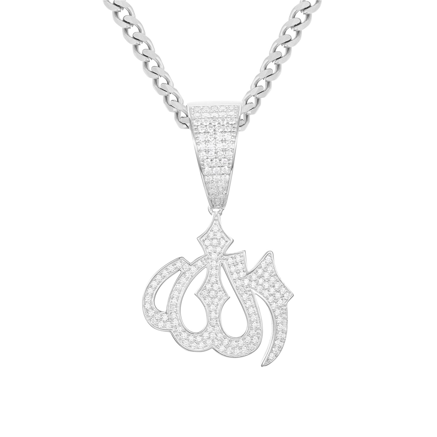 925 Silver Moissanite Iced Out Arabic Calligraphy Pendant TQP0236