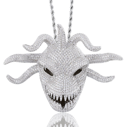 925 Silver Moissanite Oversized Monster Mask Pendant TQP0888