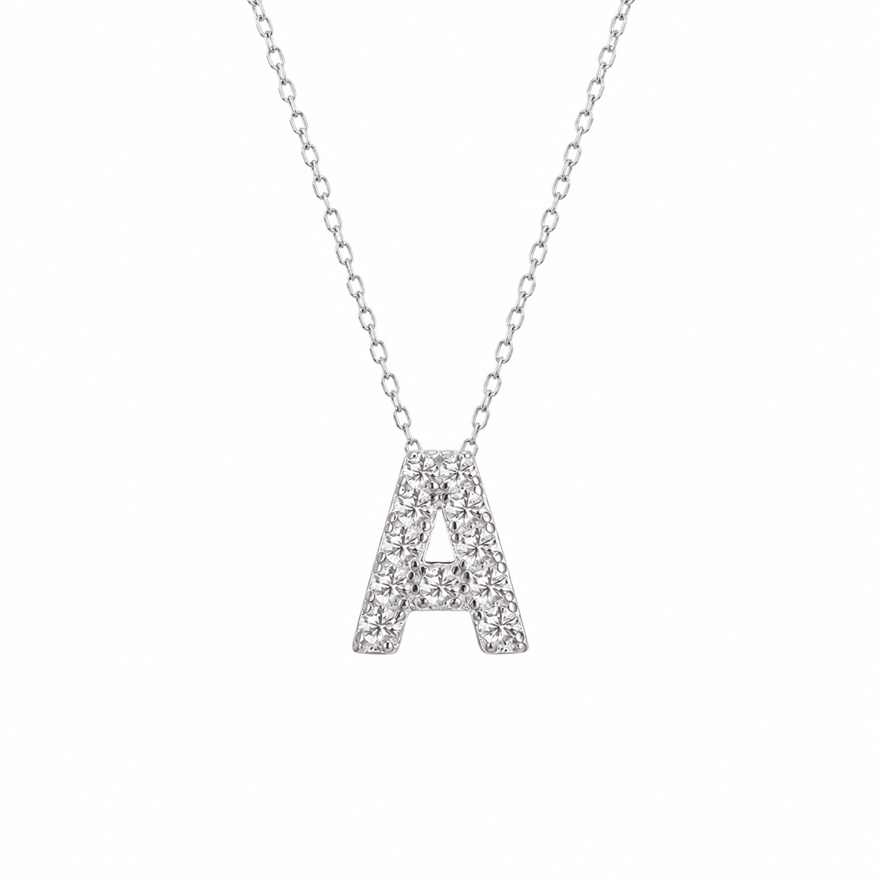 Petite Moissanite Initial Necklace A to Z TQP0398